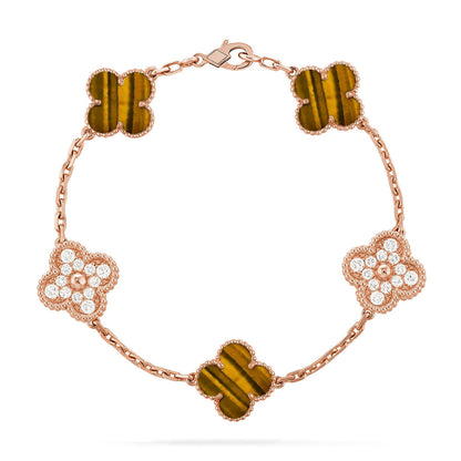 [⭐Glow Muse] CLOVER 5 MOTIFS TIGER EYE BRACELET COLLECTION