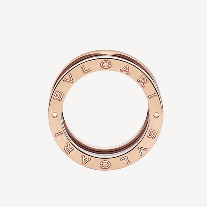 [Glow Muse]ZERO 1 FOUR-BAND LOOPS AND BLACK CERAMIC SPIRAL PINK GOLD RING