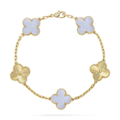 [⭐Glow Muse] CLOVER 5 MOTIF PURPLE CHALCEDONY BRACELET COLLECTION