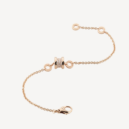 [Glow Muse]ZERO 1 SOFT PINK GOLD WITH PAVED DIAMONDS ON THE SPIRAL BRACELET