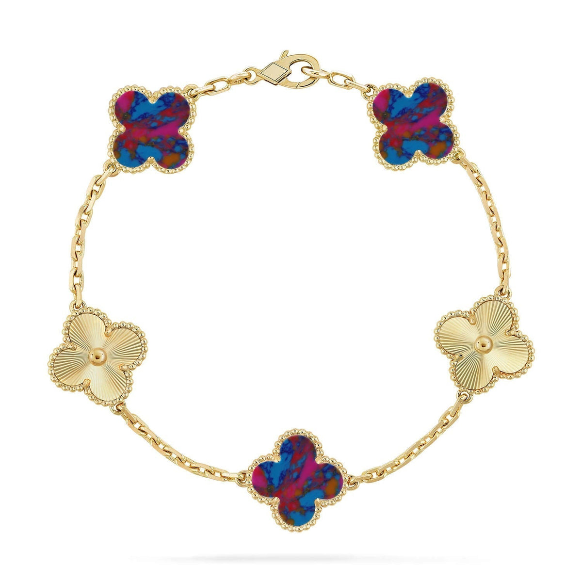 [⭐Glow Muse]CLOVER 5 MOTIF COLOR GEMSTONES BRACELET COLLECTION