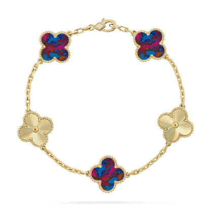 [⭐Glow Muse]CLOVER 5 MOTIF COLOR GEMSTONES BRACELET COLLECTION