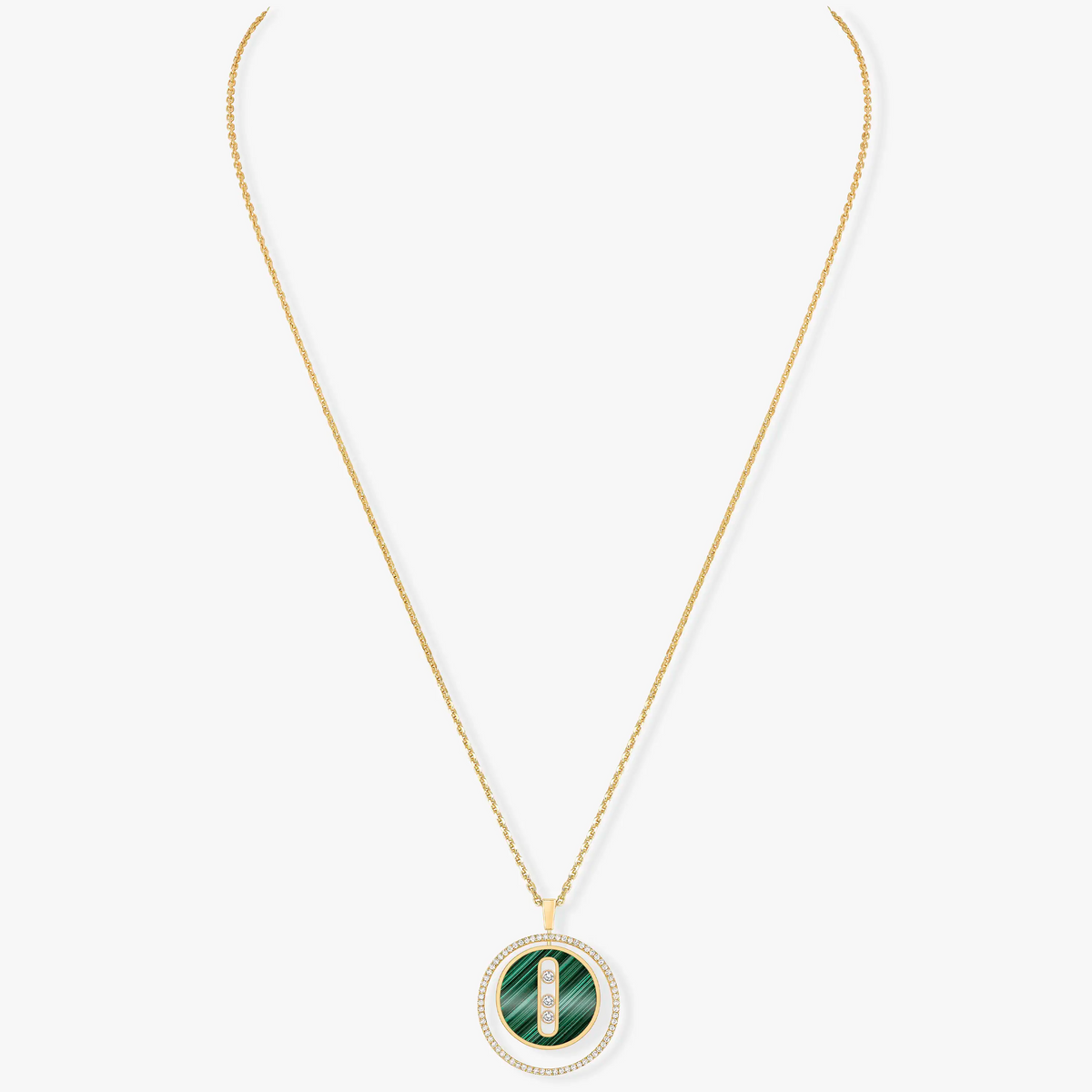 [Glow Muse]Demo MOVE 3 DIAMOND MALACHITE GOLD DIAMOND NECKLACE