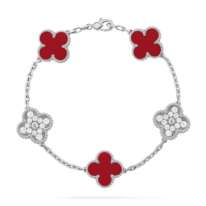 [⭐Glow Muse] CLOVER 5 MOTIF RED CORNELIAN BRACELET COLLECTION