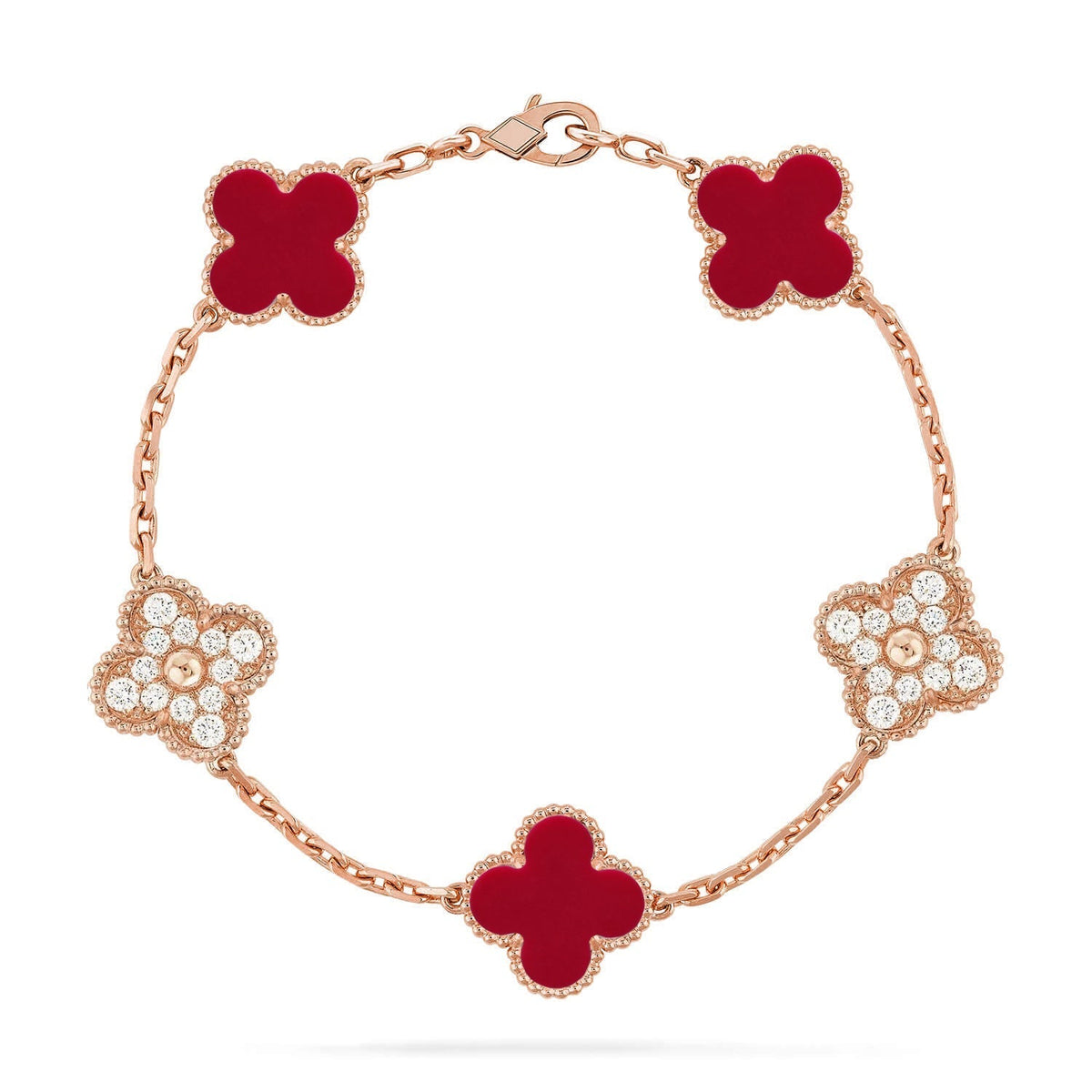 [⭐Glow Muse] CLOVER 5 MOTIF RED CORNELIAN BRACELET COLLECTION