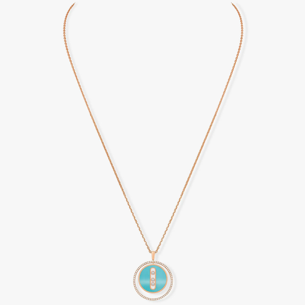 [Glow Muse]Demo MOVE 3 DIAMONDS TURQUOISE PINK GOLD DIAMOND NECKLACE