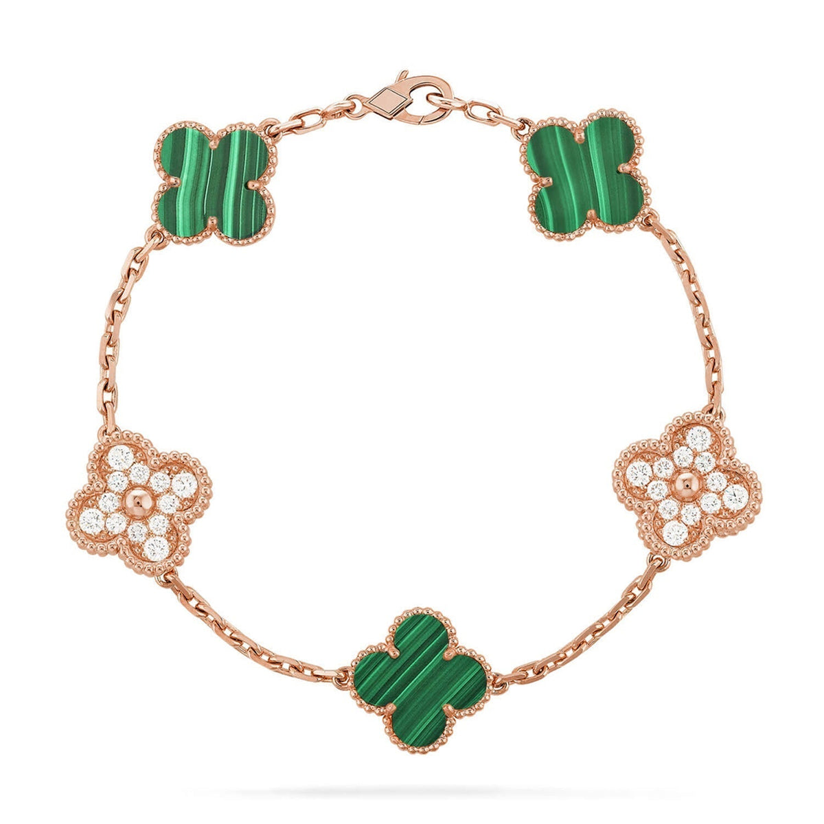[⭐Glow Muse] CLOVER 5 MOTIF MALACHITE BRACELET COLLECTION