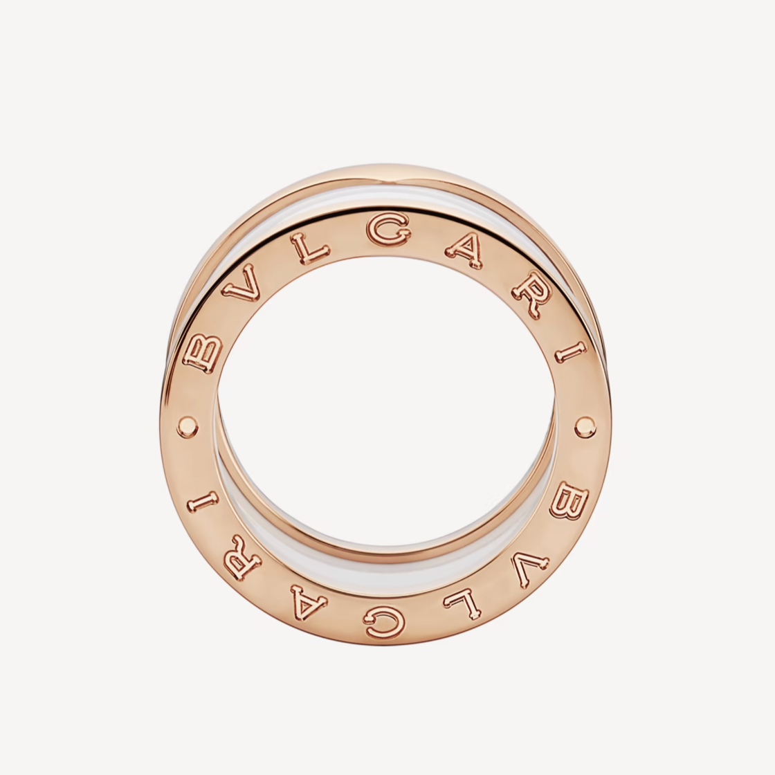 [Glow Muse]ZERO 1 FOUR-BAND LOOPS AND WHITE CERAMIC SPIRAL PINK GOLD RING