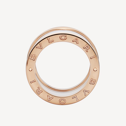 [Glow Muse]ZERO 1 FOUR-BAND LOOPS AND WHITE CERAMIC SPIRAL PINK GOLD RING