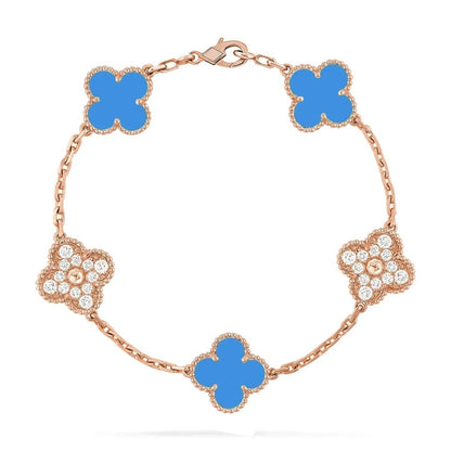 [⭐Glow Muse] CLOVER 5 MOTIF BLUE AGATE BRACELET COLLECTION