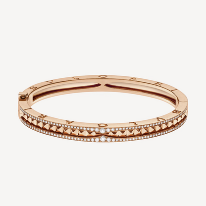 [Glow Muse]ZERO 1 SPIRAL AND PAVED DIAMOND PINK GOLD BRACELET