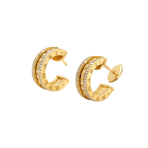 [Glow Muse]ZERO 1 ROCK GOLD EARRINGS WITH STUDDED SPIRAL AND PAVED DIAMONDS