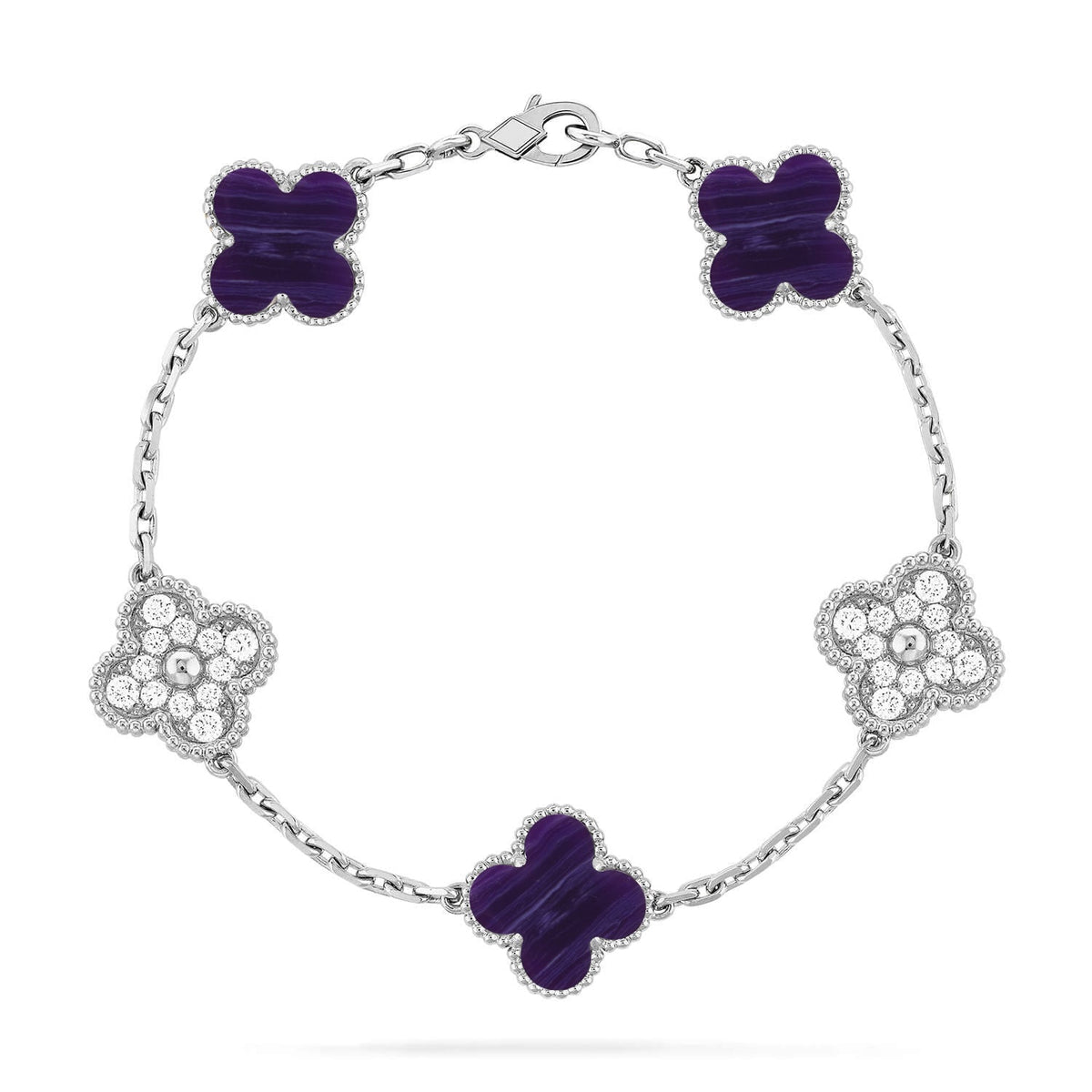 [⭐Glow Muse]CLOVER 5 MOTIF PURPLE STRIPES BRACELET COLLECTION