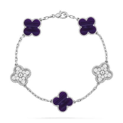 [⭐Glow Muse]CLOVER 5 MOTIF PURPLE STRIPES BRACELET COLLECTION