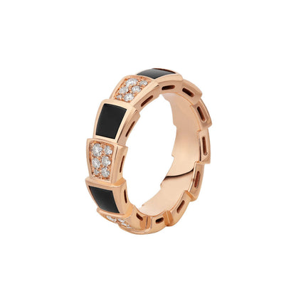 [Glow Muse]SERPENTI RING PINK GOLD BLACK MOP DIAMOND PAVED 4MM