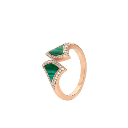 [Glow Muse]DREAM MALACHITE DIAMOND OPEN RING