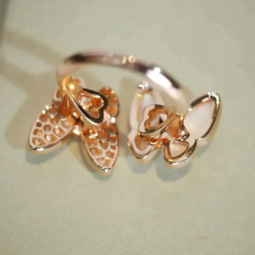 [Glow Muse]TWIN BUTTERFLY DIAMOND MOP RING