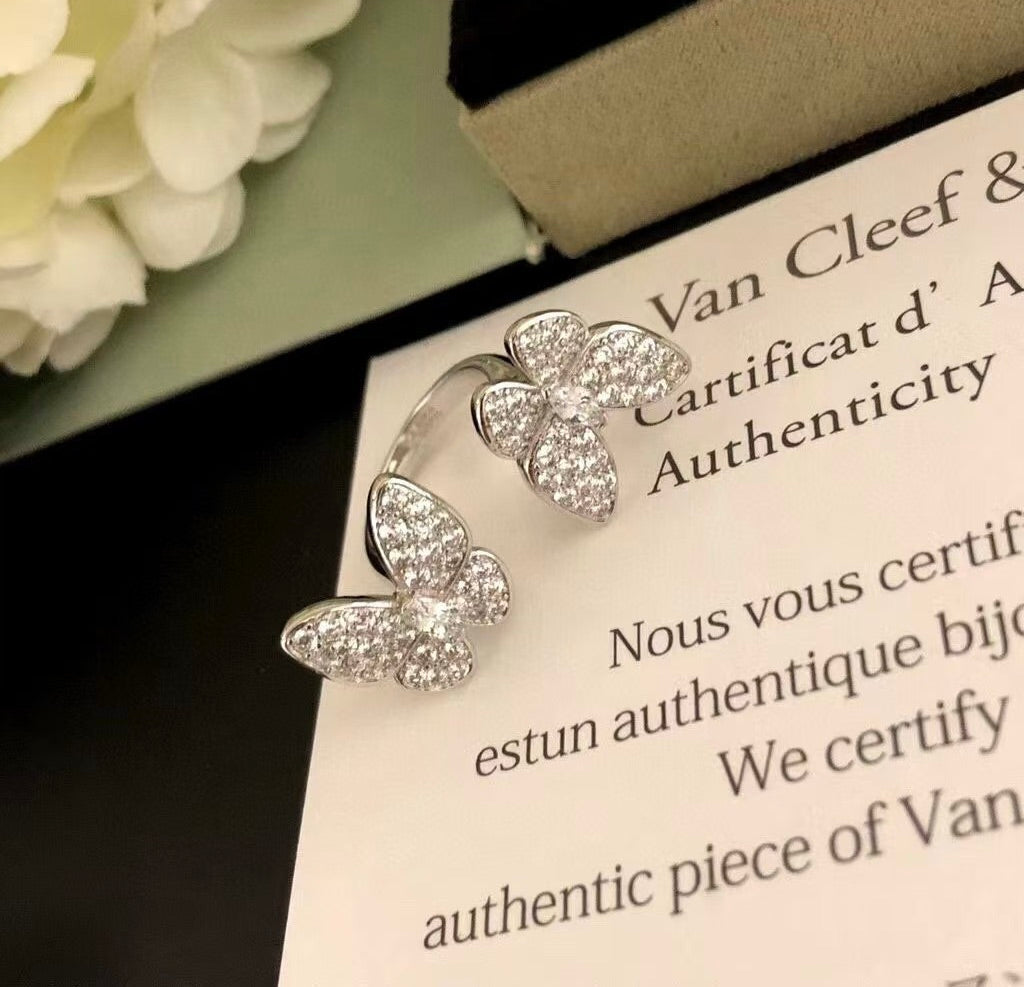 [Glow Muse]TWIN SILVER BUTTERFLY DIAMOND RING