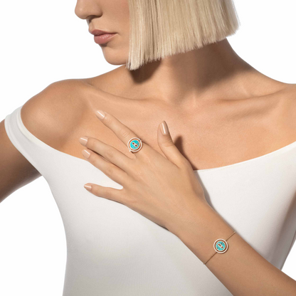 [Glow Muse]Demo MOVE TURQUOISE PINK GOLD DIAMOND BRACELET