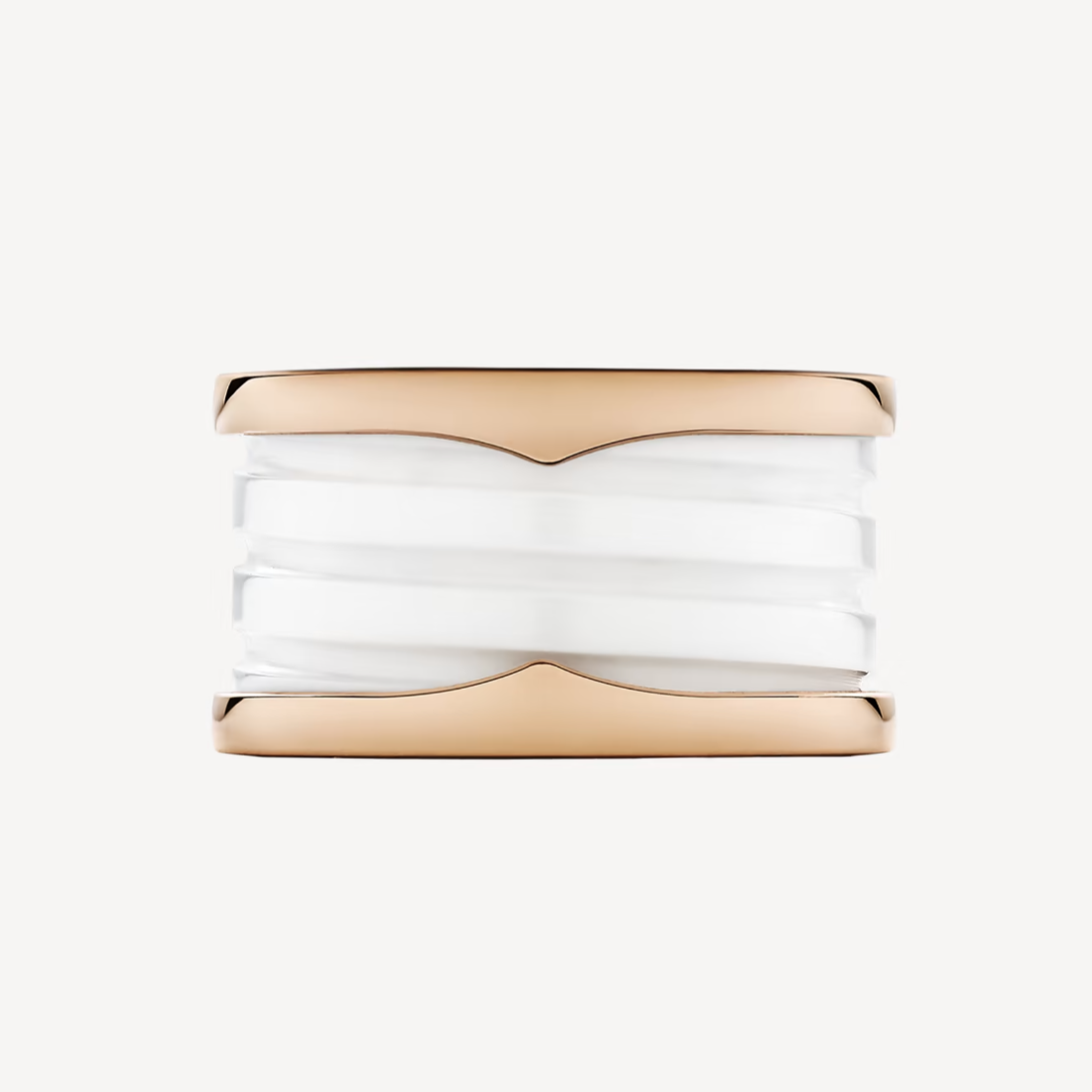 [Glow Muse]ZERO 1 FOUR-BAND LOOPS AND WHITE CERAMIC SPIRAL PINK GOLD RING