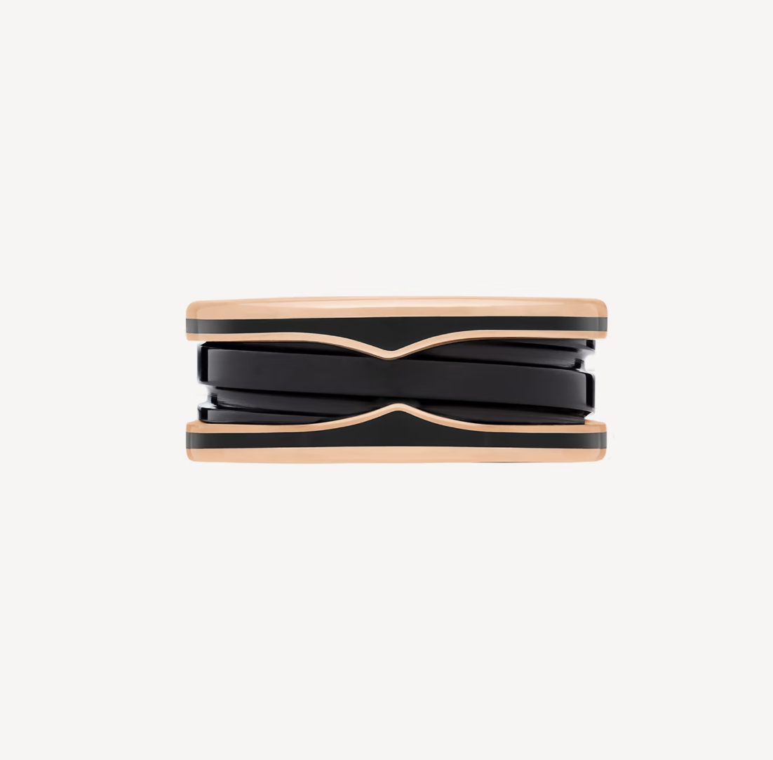 [Glow Muse]ZERO 1 TWO-BAND WITH MATTE BLACK CERAMIC PINK GOLD RING