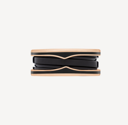 [Glow Muse]ZERO 1 TWO-BAND WITH MATTE BLACK CERAMIC PINK GOLD RING