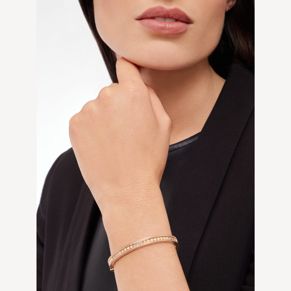 [Glow Muse]ZERO 1 SPIRAL AND PAVED DIAMOND PINK GOLD BRACELET