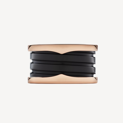[Glow Muse]ZERO 1 FOUR-BAND LOOPS AND BLACK CERAMIC SPIRAL PINK GOLD RING