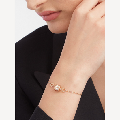 [Glow Muse]ZERO 1 SOFT PINK GOLD WITH PAVED DIAMONDS ON THE SPIRAL BRACELET