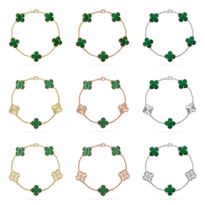 [⭐Glow Muse] CLOVER 5 MOTIF MALACHITE BRACELET COLLECTION