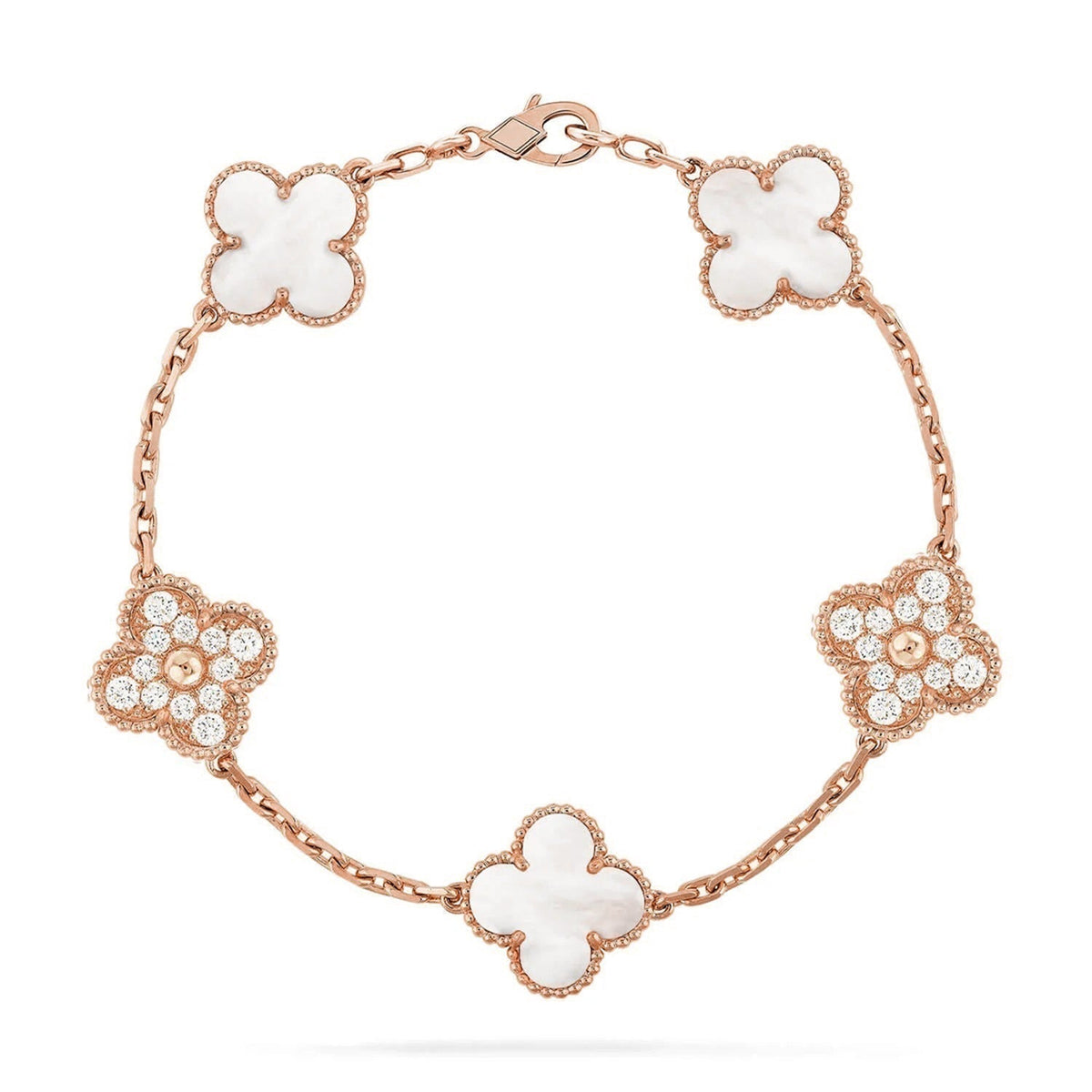 [⭐Glow Muse]CLOVER WHITE PEARL MOP 5 MOTIF BRACELET COLLECTION