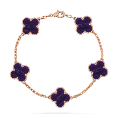 [⭐Glow Muse]CLOVER 5 MOTIF PURPLE STRIPES BRACELET COLLECTION