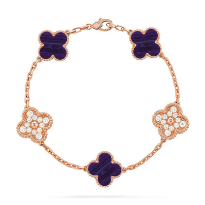 [⭐Glow Muse]CLOVER 5 MOTIF PURPLE STRIPES BRACELET COLLECTION