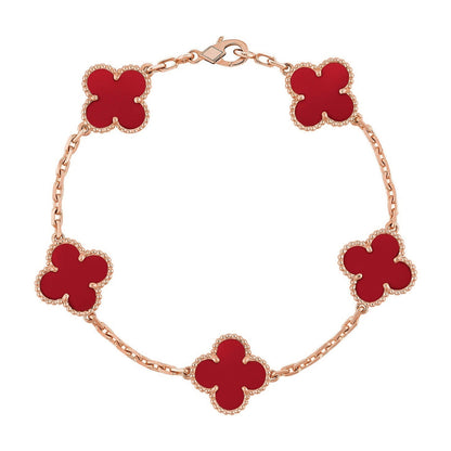 [⭐Glow Muse] CLOVER 5 MOTIF RED CORNELIAN BRACELET COLLECTION