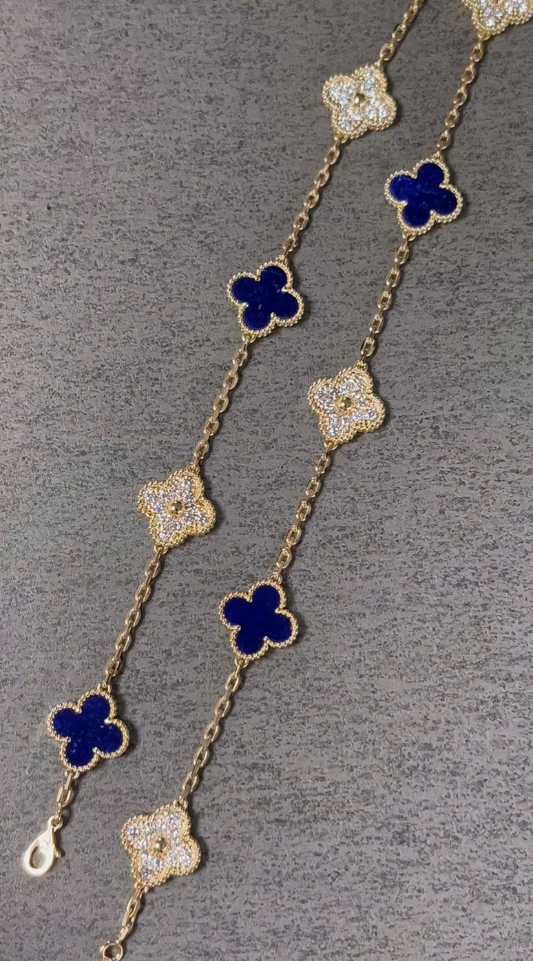 [⭐Glow Muse]CLOVER 10 MOTIFS DIAMONDS SET IN LAPIS LAZULI