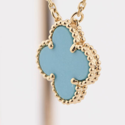 [Glow Muse]CLOVER 15MM VINTAGE TURQUOISE NECKLACE