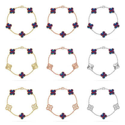 [⭐Glow Muse]CLOVER 5 MOTIF COLOR GEMSTONES BRACELET COLLECTION