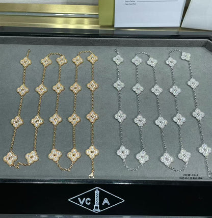 [Glow Muse]CLOVER 20 MOTIFS FULL-DIAMOND NECKLACE