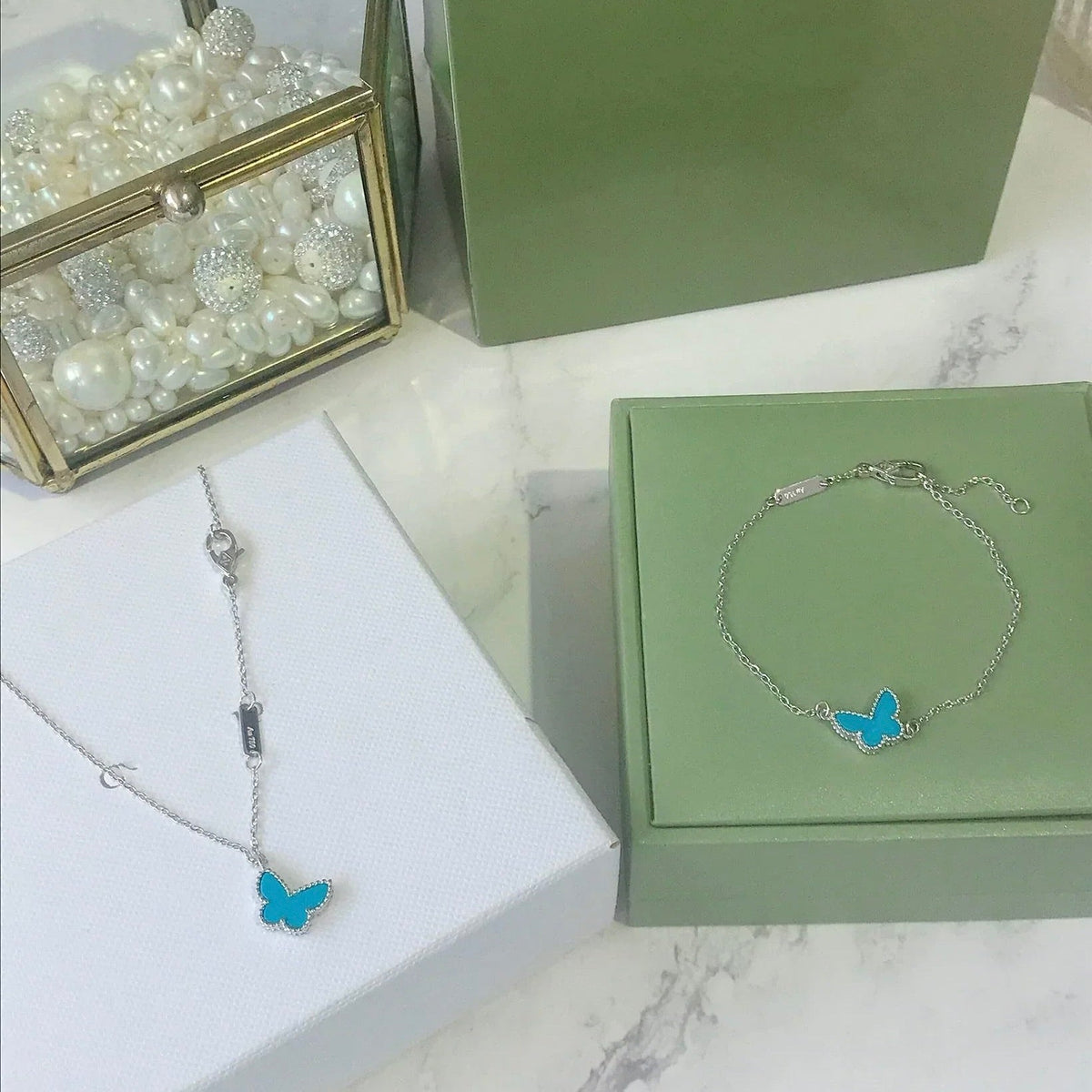 [Glow Muse]BUTTERFLY TURQUOISE BUTTERFLY BRACELET SILVER