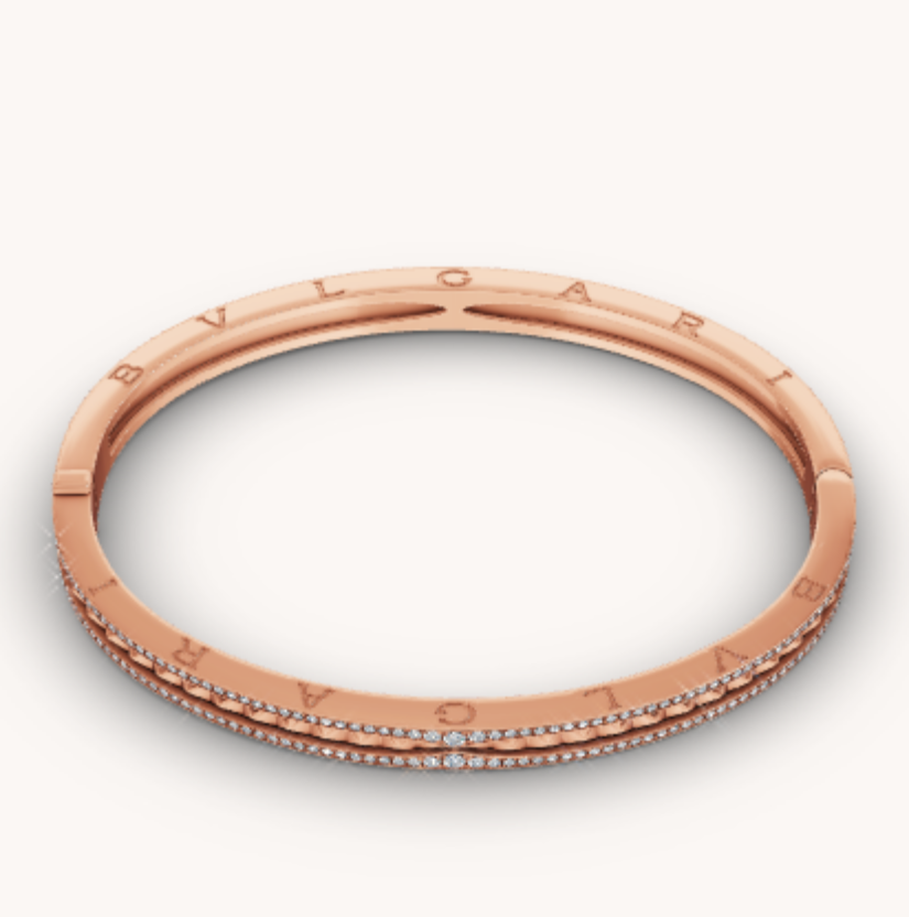 [Glow Muse]ZERO 1 SPIRAL AND PAVED DIAMOND PINK GOLD BRACELET