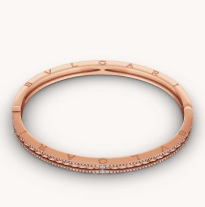 [Glow Muse]ZERO 1 SPIRAL AND PAVED DIAMOND PINK GOLD BRACELET