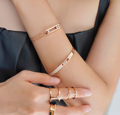 [Glow Muse]Move Noa Rose Gold Pavé Diamond Bangle Bracelet