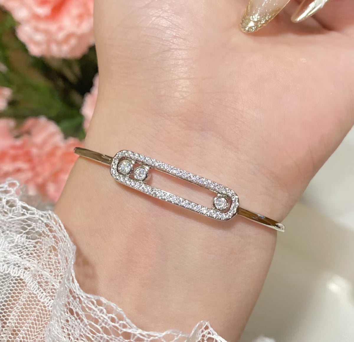 [Glow Muse]Move Pavé Diamond Bangle Bracelet M