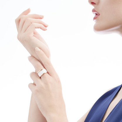 [Glow Muse]ZERO 1 FOUR-BAND LOOPS AND WHITE CERAMIC SPIRAL PINK GOLD RING