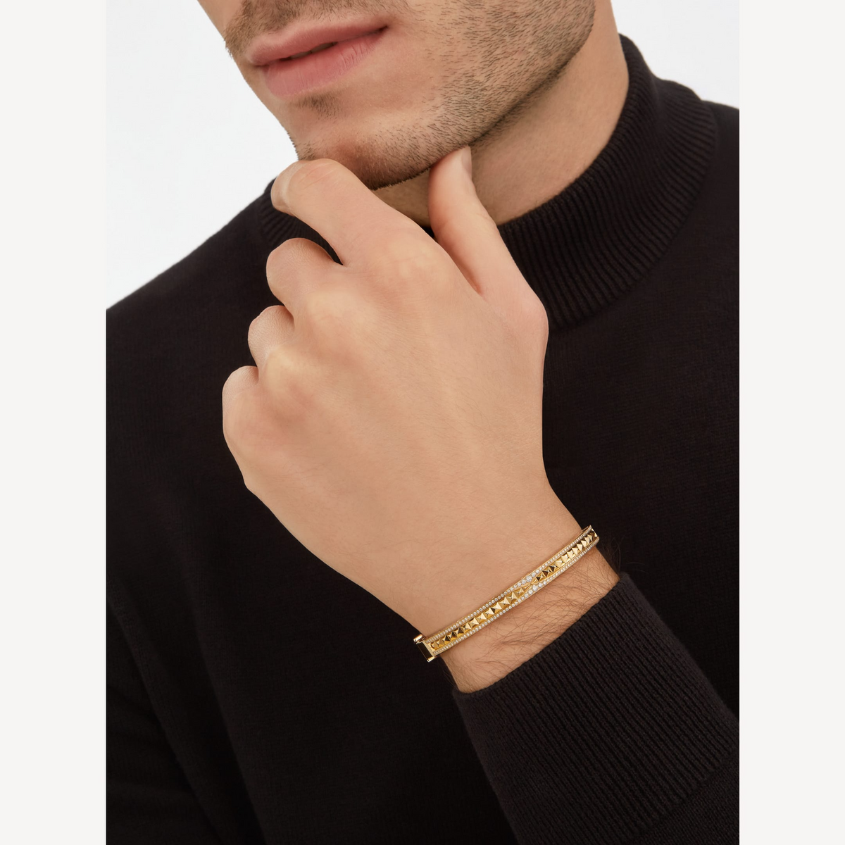 [Glow Muse]ZERO 1 SPIRAL AND PAVED DIAMOND GOLD BRACELET