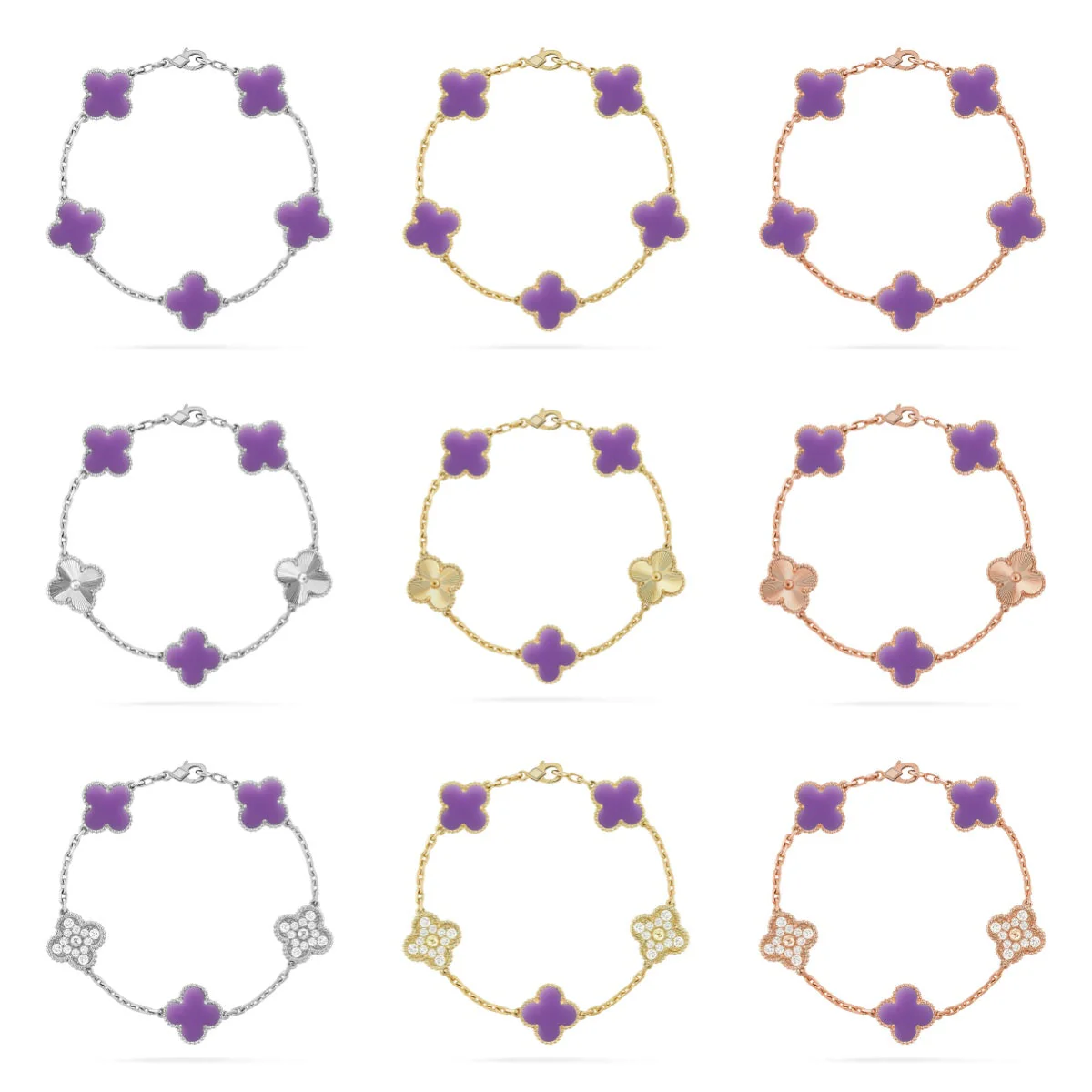 [⭐Glow Muse]CLOVER 5 MOTIF LIGHT PURPLE BRACELET COLLECTION