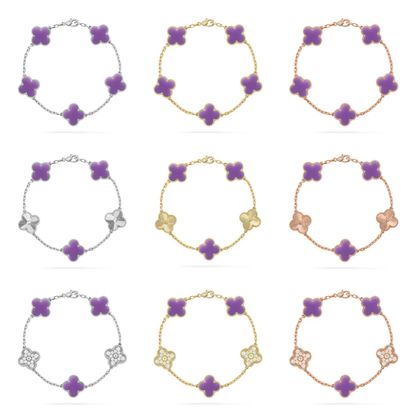 [⭐Glow Muse]CLOVER 5 MOTIF LIGHT PURPLE BRACELET COLLECTION