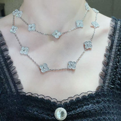 [Glow Muse]CLOVER 20 MOTIFS FULL-DIAMOND NECKLACE