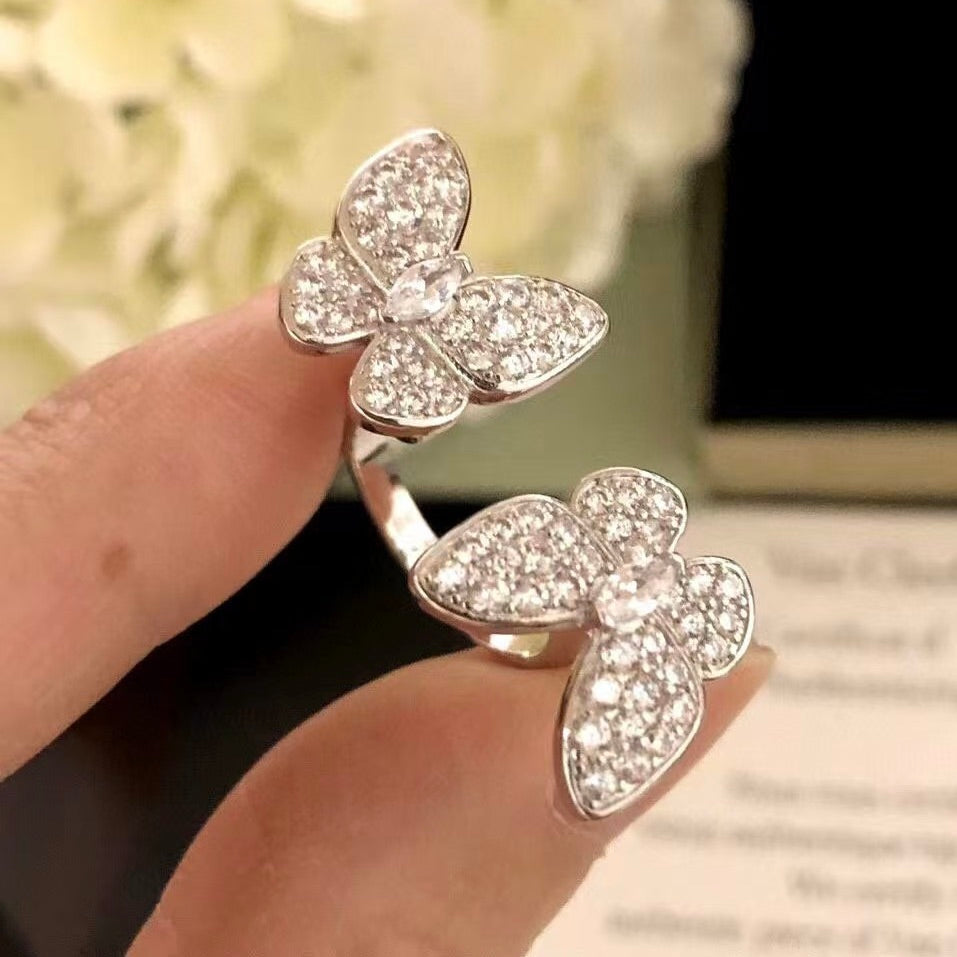 [Glow Muse]TWIN SILVER BUTTERFLY DIAMOND RING
