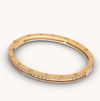 [Glow Muse]ZERO 1 SPIRAL AND PAVED DIAMOND GOLD BRACELET
